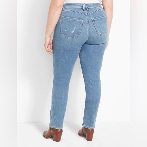 Lane Signature Fit Body Icon Straight Jean - Light Wash Women's Size 22 - Picture 3 of 15